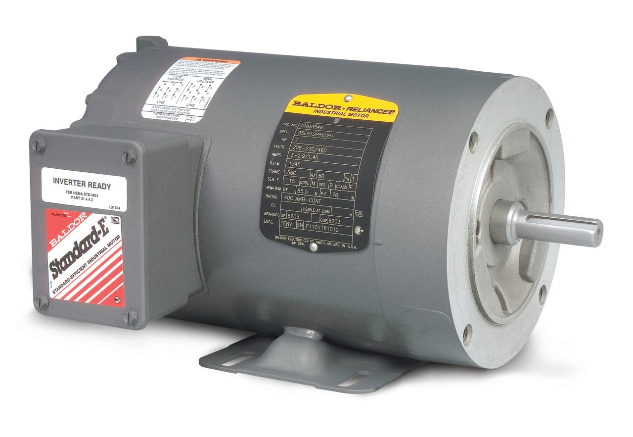 Baldor CNM3531 Motor - 0.25 HP, 1160 RPM, 3-Phase, TENV, 60 Hz, 56C Frame
