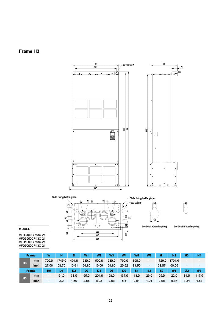 Delta CP2000 VFD - 10 HP, 460V, 3-Phase Input/Output | Model VFD075CP4EB-21