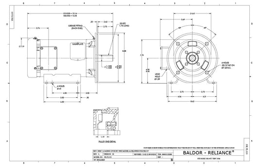 Baldor CEM3610T Motor - 3 HP, 3450 RPM, 3-Phase, TEFC, 60 Hz, 182TC Frame