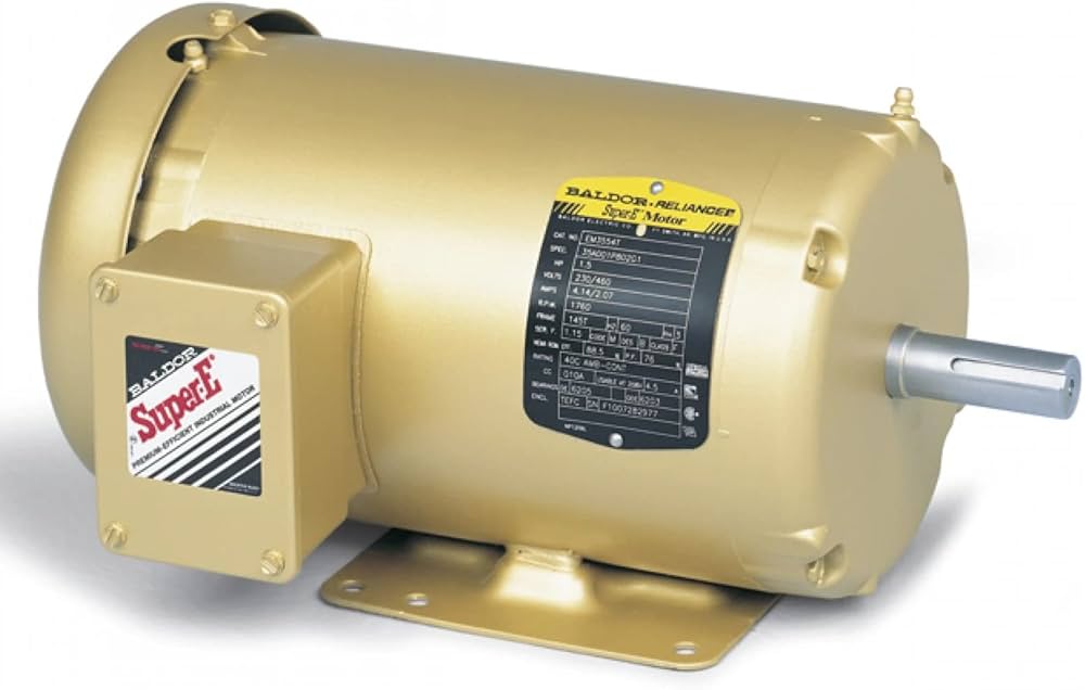 Baldor CEM3545 Motor - 1 HP, 3450 RPM, 3-Phase, TEFC, 60 Hz, 56C Frame, F1 Mounting
