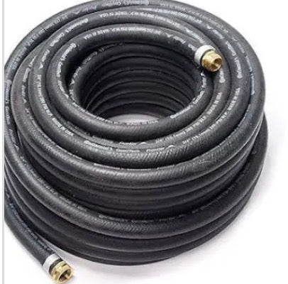 Three-quarter inch by 75’ black hose high temperature high pressure with NPT ends